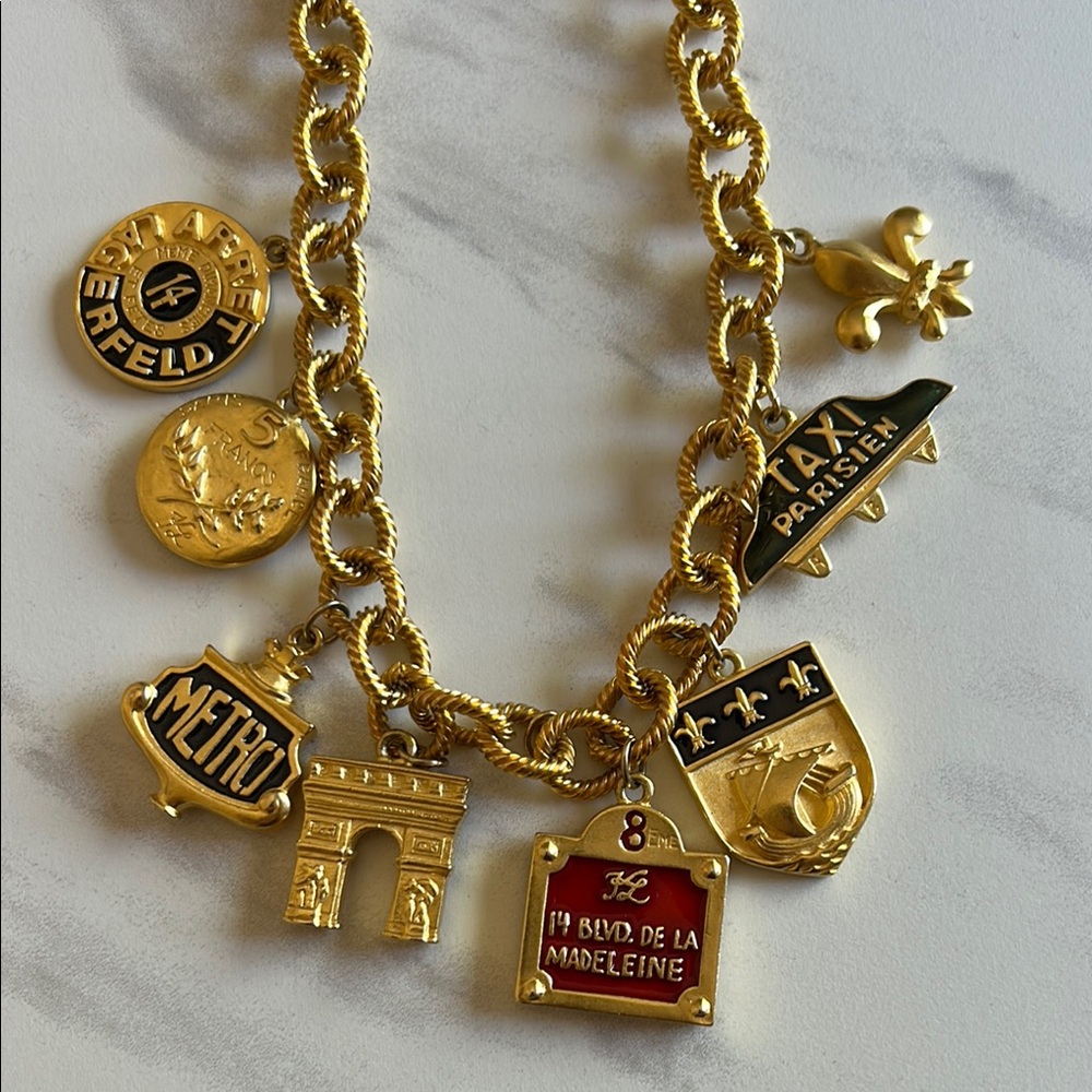 Karl Lagerfeld Vintage Gold Charm Necklace - Picture 2 of 9
